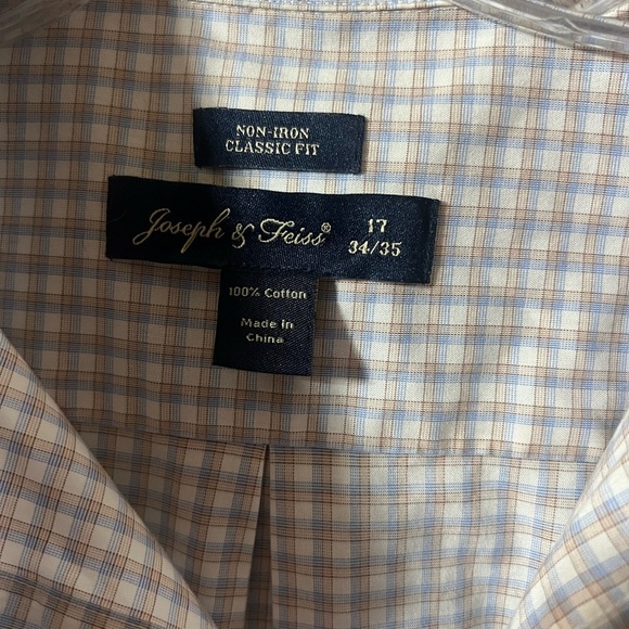 Joseph & Feiss Non Iron Plaid & Checks Long Sleeve Dress Shirt Size 17 34/35 - Picture 2 of 6